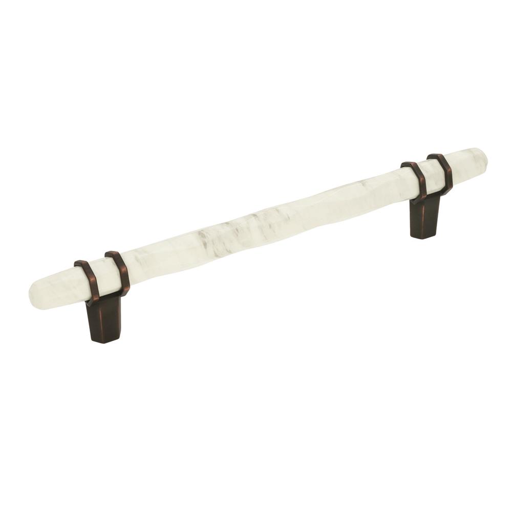 Amerock BP36650MWORB Carrione 6-5/16 in (160 mm) Center-to-Center Marble White/Oil-Rubbed Bronze Cabinet Pull
