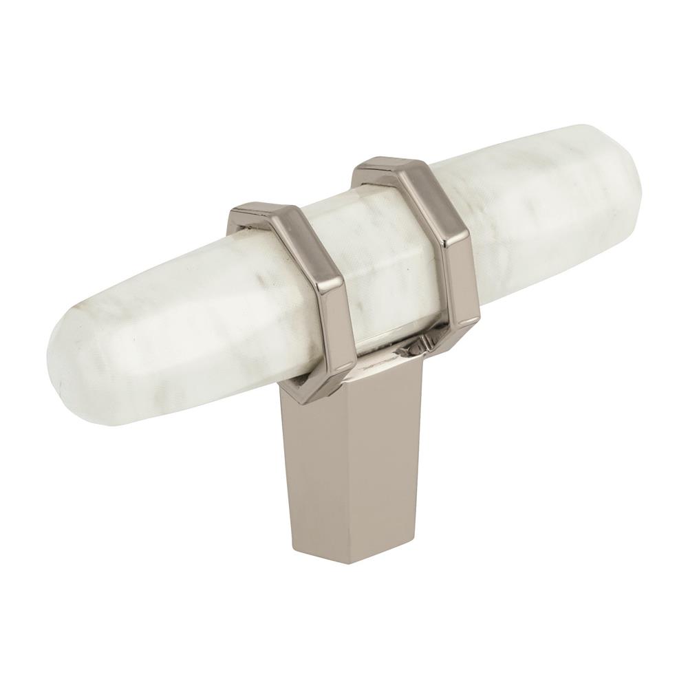 Amerock BP36647MWPN Carrione 2-1/2 in (64 mm) Length Marble White/Polished Nickel Cabinet Knob
