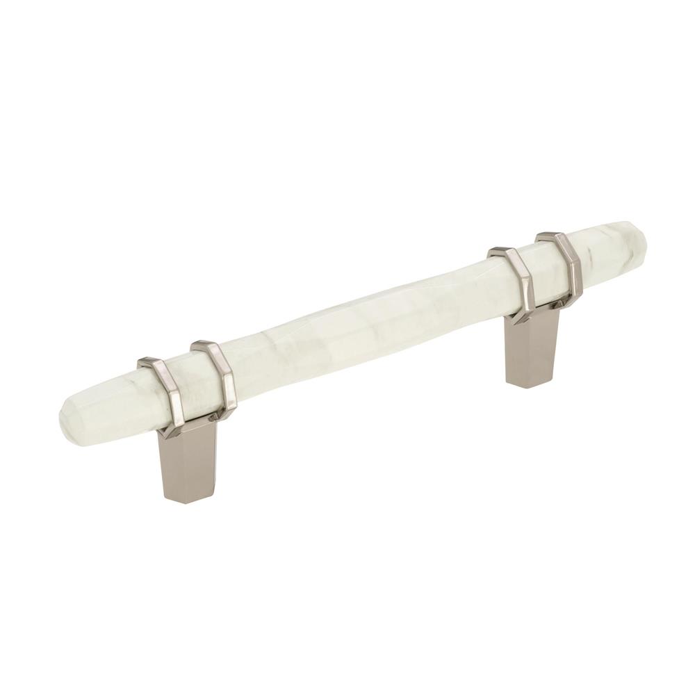 Amerock BP36648MWPN Carrione 3-3/4 in (96 mm) Center-to-Center Marble White/Polished Nickel Cabinet Pull