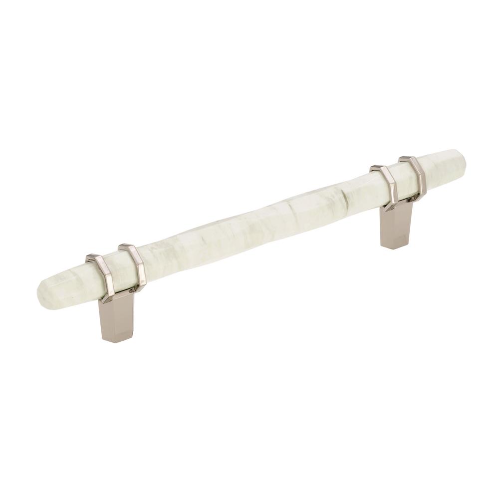 Amerock BP36649MWPN Carrione 5-1/16 in (128 mm) Center-to-Center Marble White/Polished Nickel Cabinet Pull