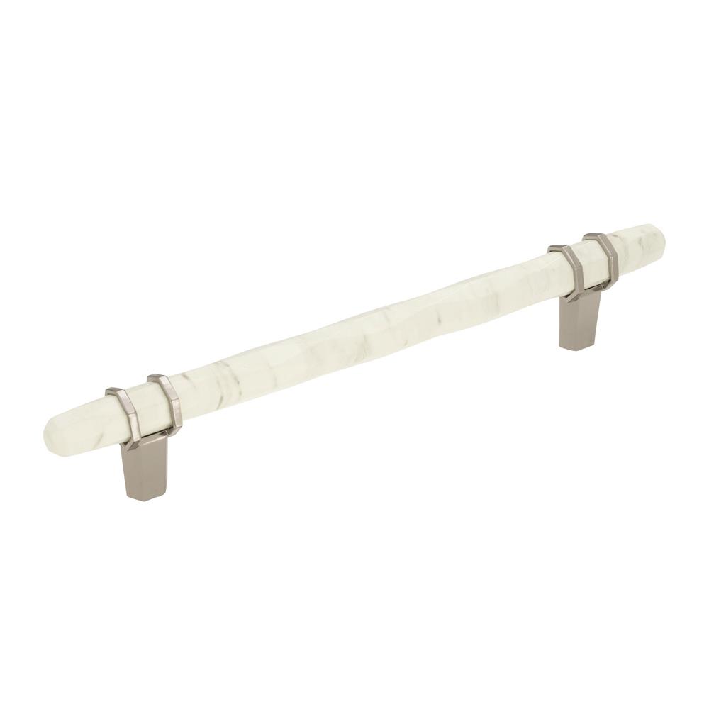 Amerock BP36650MWPN Carrione 6-5/16 in (160 mm) Center-to-Center Marble White/Polished Nickel Cabinet Pull