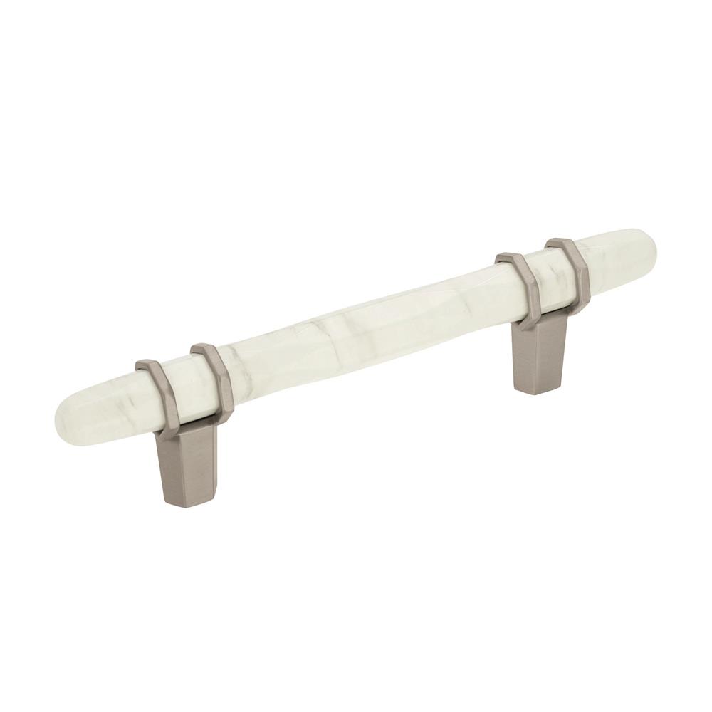 Amerock BP36648MWG10 Carrione 3-3/4 in (96 mm) Center-to-Center Marble White/Satin Nickel Cabinet Pull