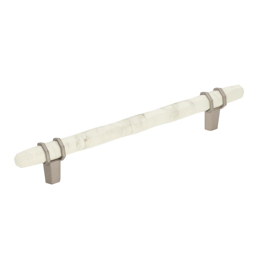 Amerock BP36650MWG10 Carrione 6-5/16 inch (160mm) Center-to-Center Marble White/Satin Nickel Cabinet Pull
