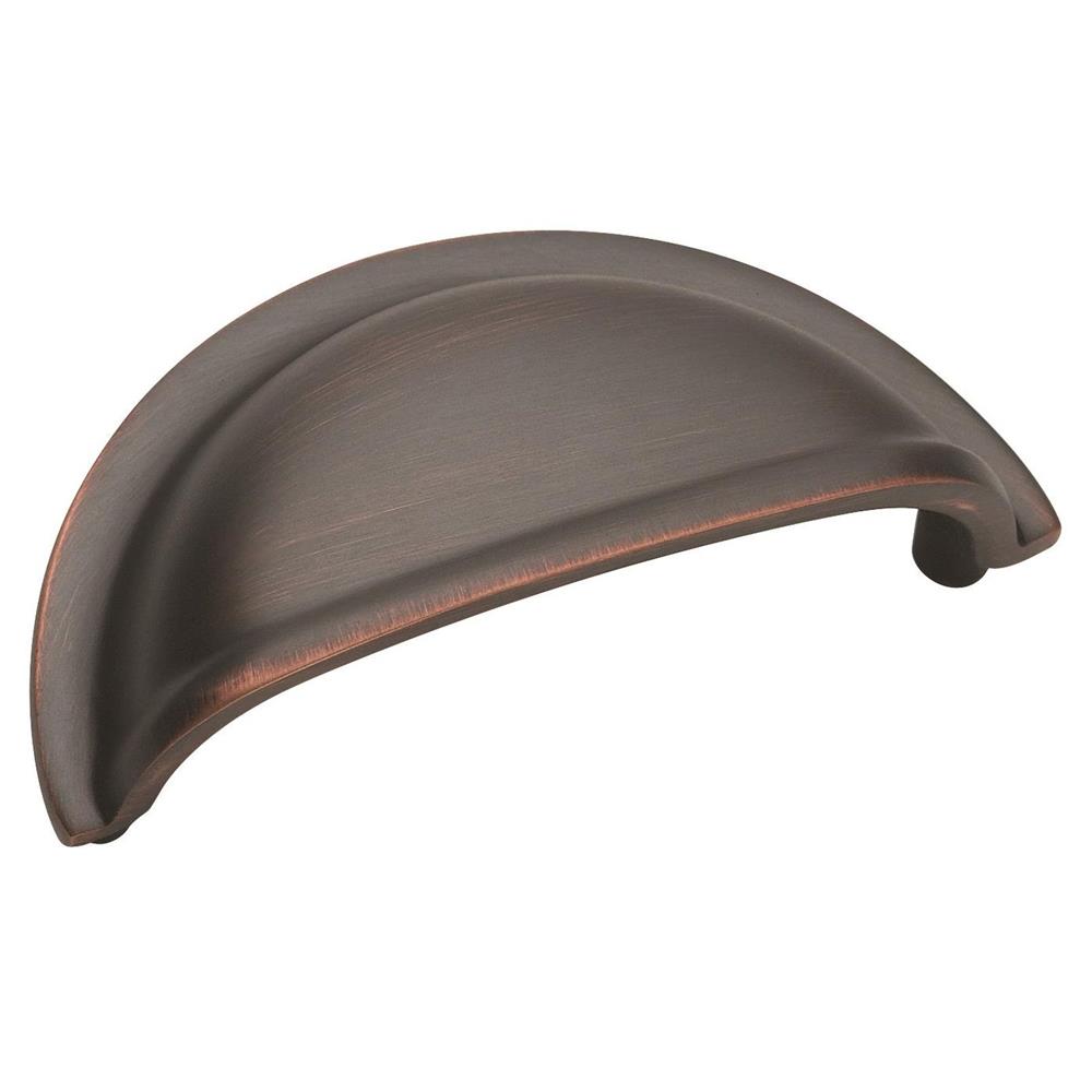 Amerock BP4235ORB Solid Brass Cup Pulls Collection 3 in (76 mm) Center Cabinet Cup Pull - Oil-Rubbed Bronze