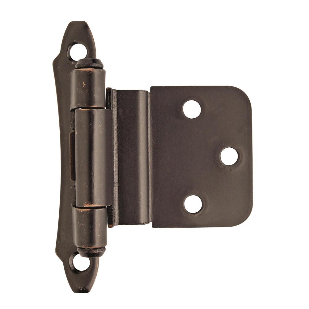 Amerock BPR7928ORB 3/8 inch (10mm) Inset Self Closing Face Mount Oil-Rubbed Bronze Cabinet Hinge - 1 Pair