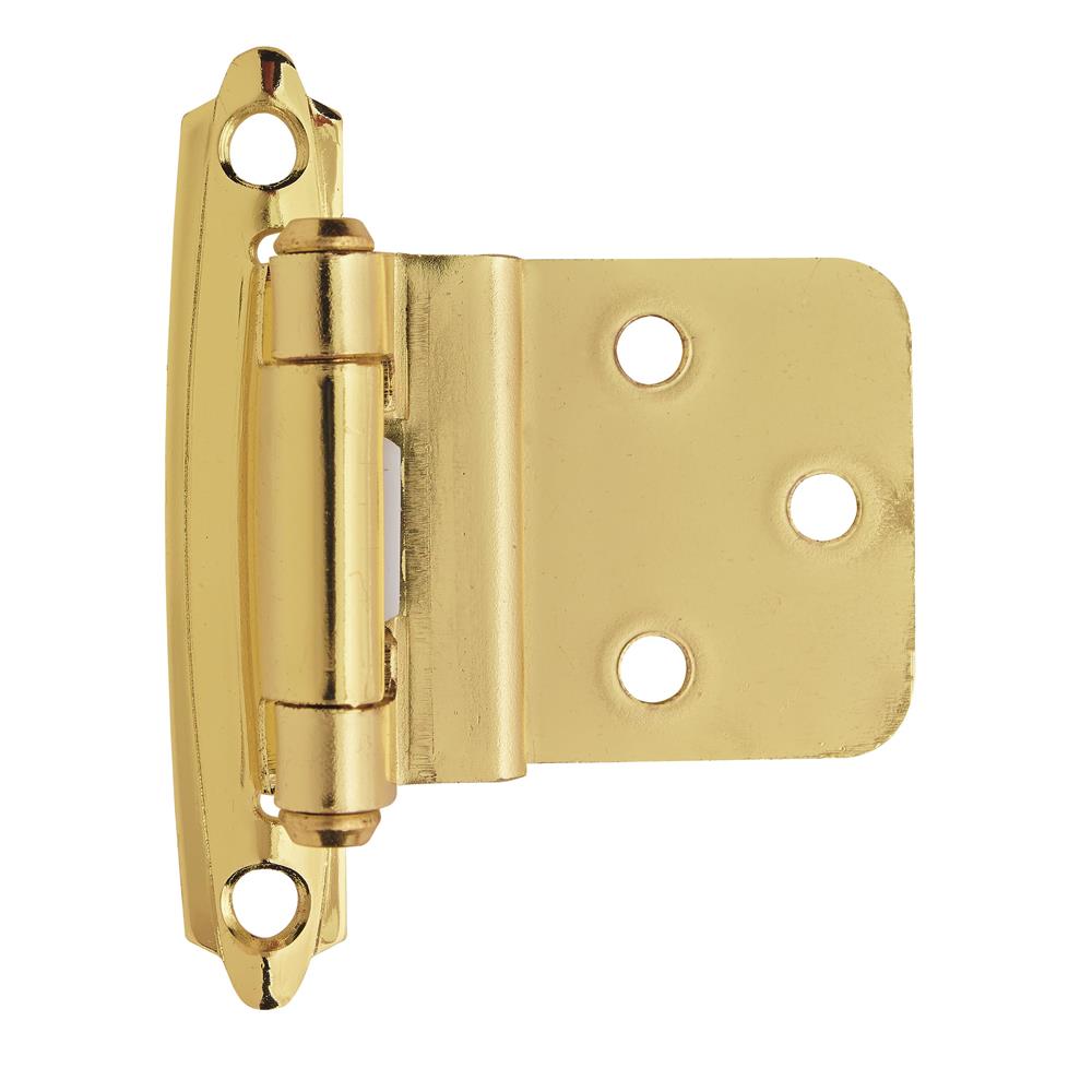 Amerock BPR34283 3/8 inch (10mm) Inset Self Closing Face Mount Polished Brass Cabinet Hinge - 1 Pair