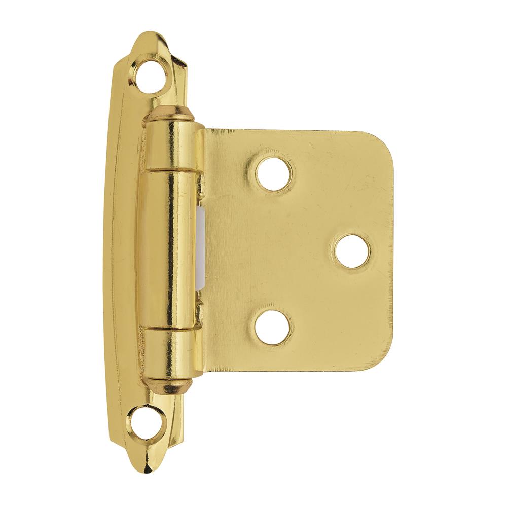 Amerock BPR34293 Variable Overlay Self Closing Face Mount Polished Brass Cabinet Hinge - 1 Pair