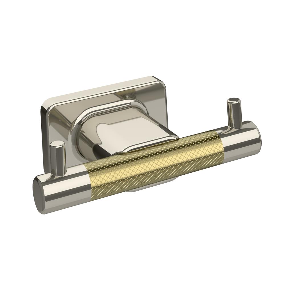 Amerock BA26613PNBBZ Esquire Double Robe Hook in Polished Nickel/Golden Champagne