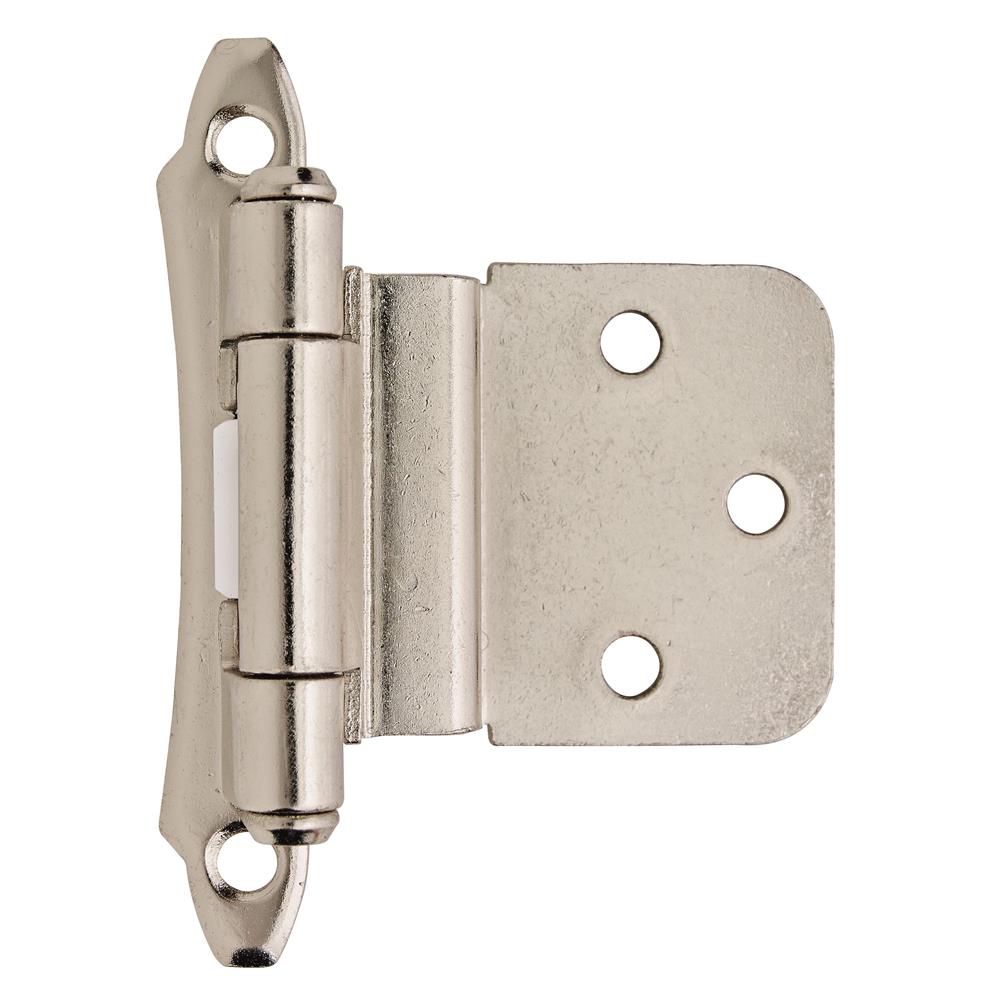 Amerock BPR792826 3/8 inch (10mm) Inset Self Closing Face Mount Polished Chrome Cabinet Hinge - 1 Pair