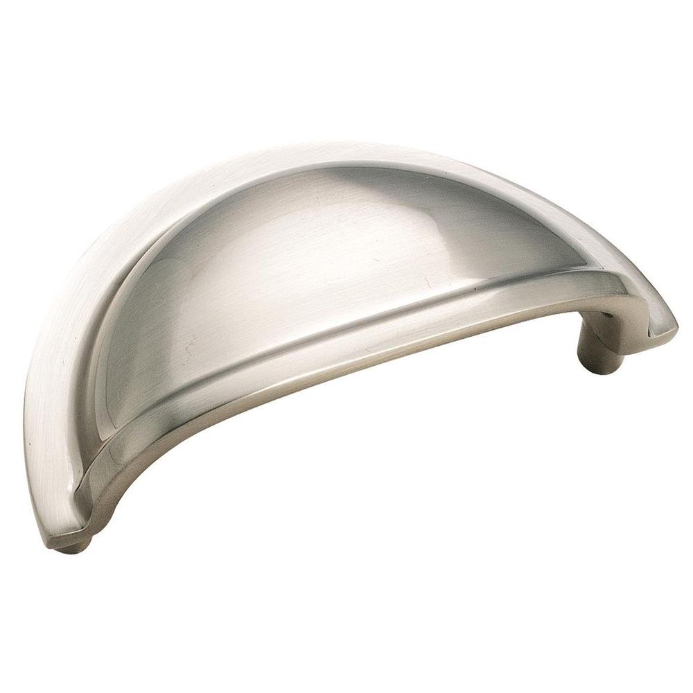 Amerock BP4235G9 Solid Brass Cup Pulls Collection 3 in (76 mm) Center Cabinet Cup Pull - Sterling Nickel