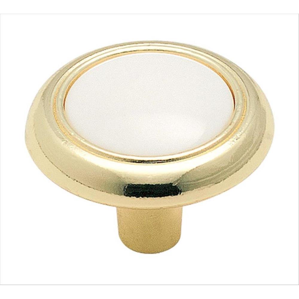 Amerock 244WPB Allison Value 1-1/4 in (32 mm) DIA Cabinet Knob - White/Polished Brass