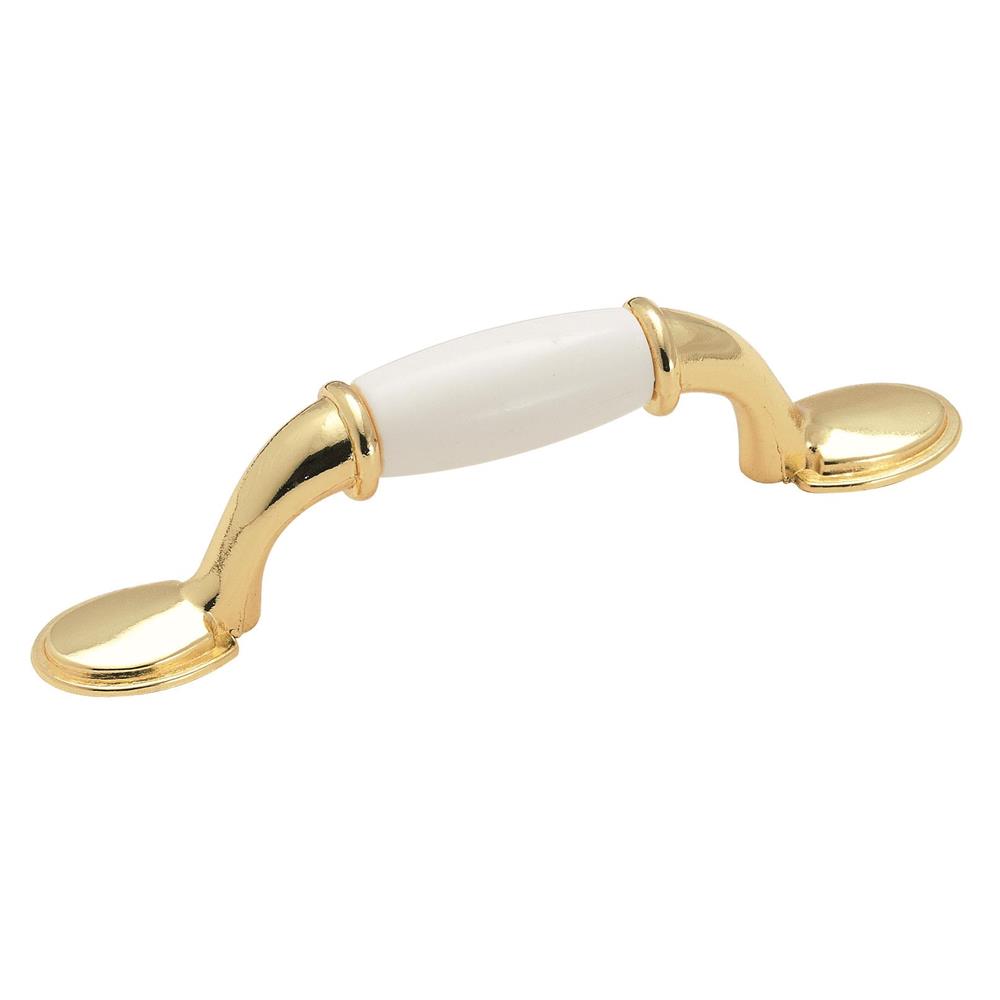 Amerock 245WPB Allison Value 3 in (76 mm) Center Cabinet Pull - White/Polished Brass