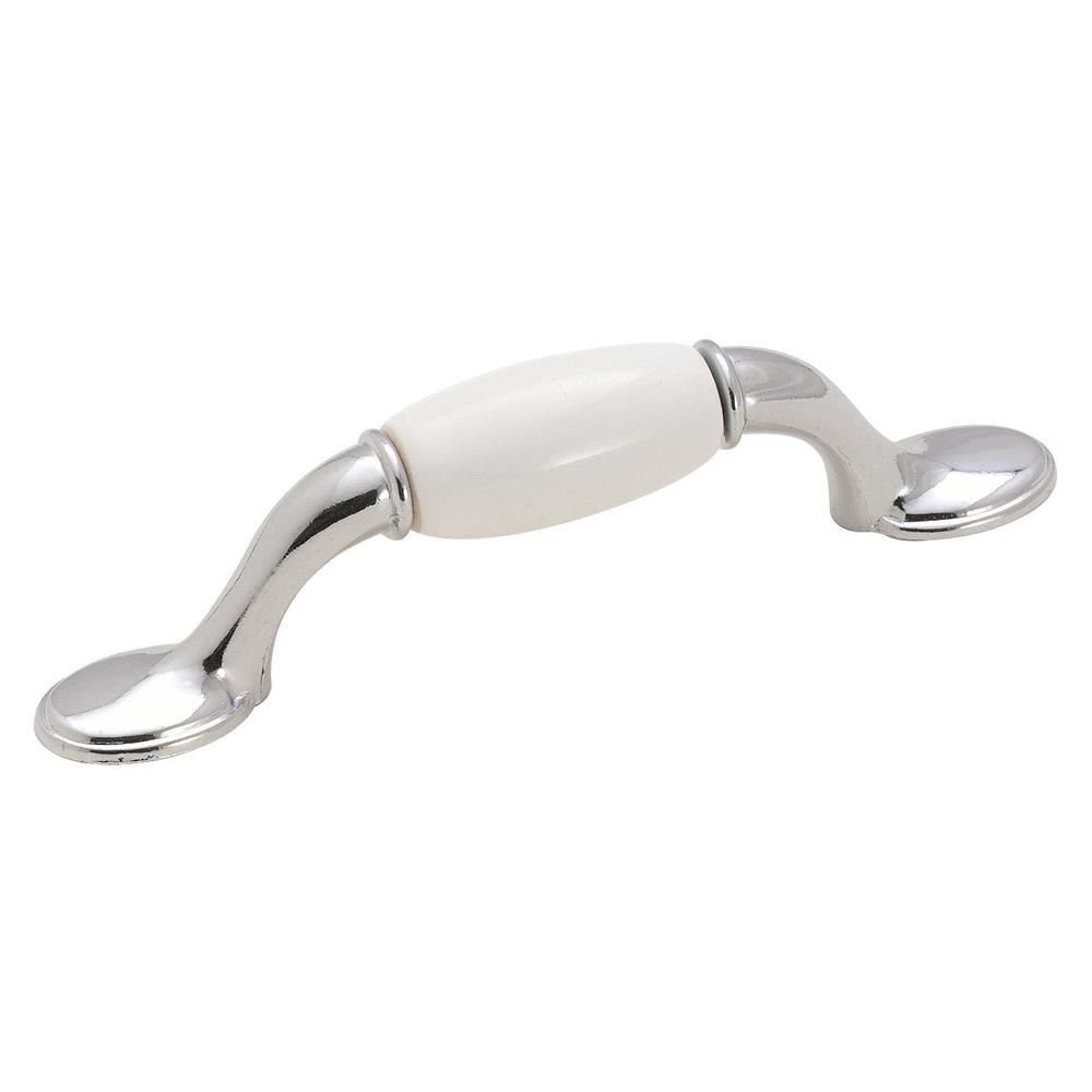 Amerock 263WCH Allison Value 3 in (76 mm) Center Cabinet Pull - White/Polished Chrome