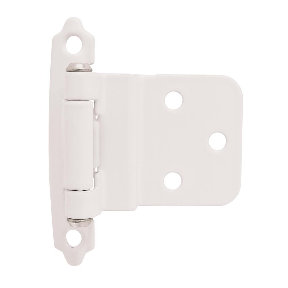 Amerock BPR3428W 3/8 inch (10mm) Inset Self Closing Face Mount White Cabinet Hinge - 1 Pair
