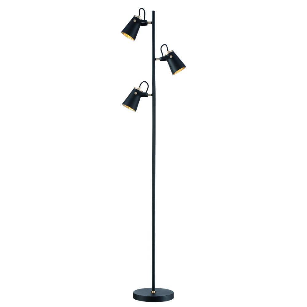 Arnsberg 408800332 Edward Floor Lamp in Black/Brass