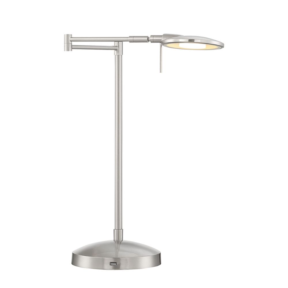 Arnsberg 525890107 Dessau Turbo Swing Arm Lamp With USB in Satin Nickel