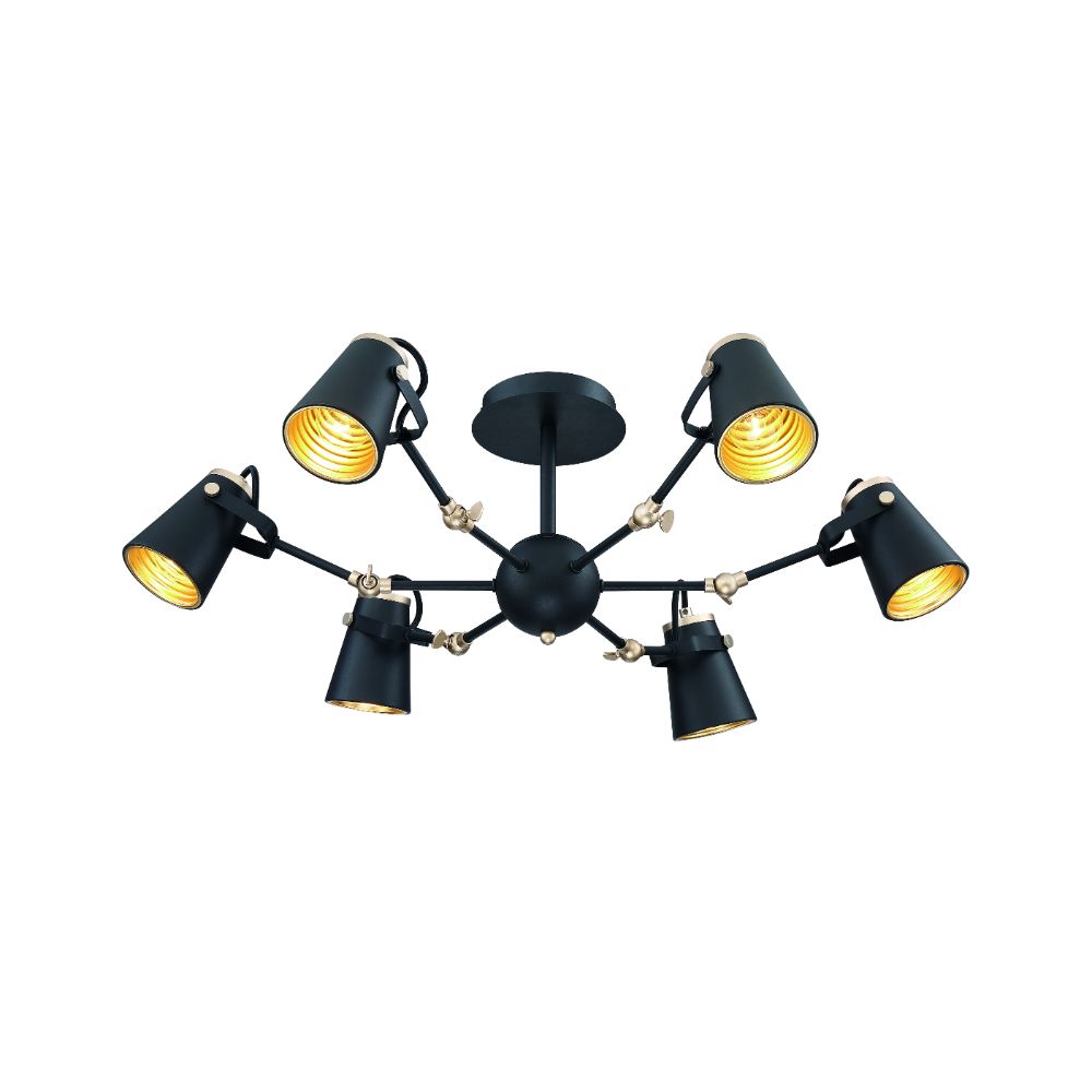 Arnsberg 608800632 Edward Ceiling Lamps in Black/Brass