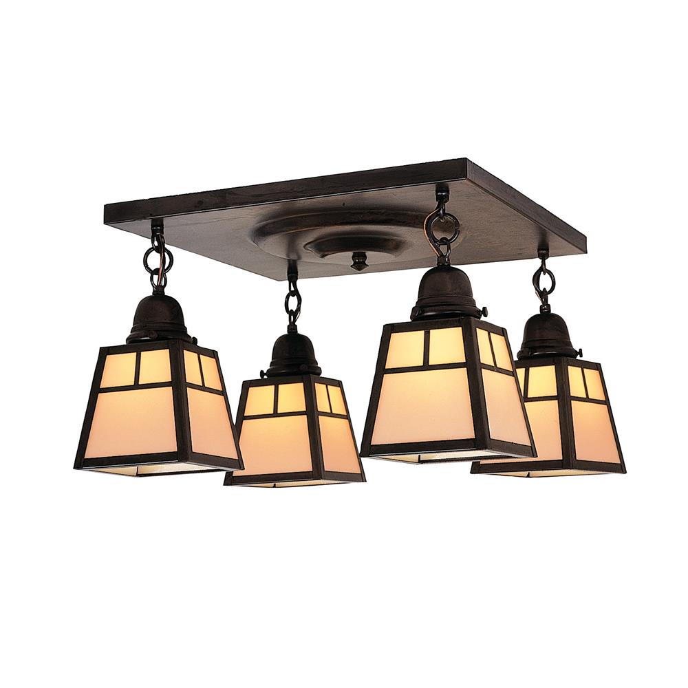 Arroyo Craftsman ACM-4EAM-RB Rustic Brown a-line shade 4 light ceiling mount without overlay (empty)
