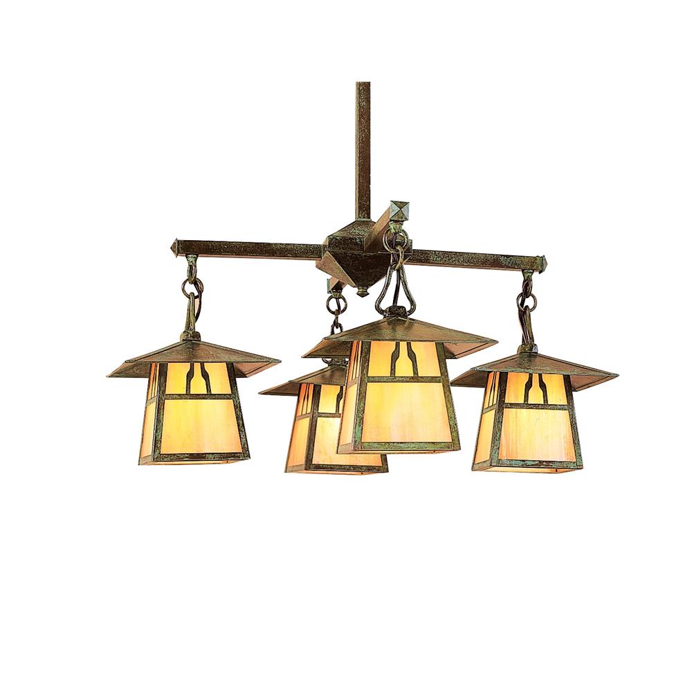 Arroyo Craftsman CCH-8/4BAM-BZ Bronze 8" carmel 4 light chandelier with bungalow overlay