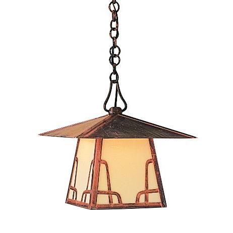 Arroyo Craftsman CH-12BAM-AB Antique Brass 12" carmel pendant with bungalow overlay