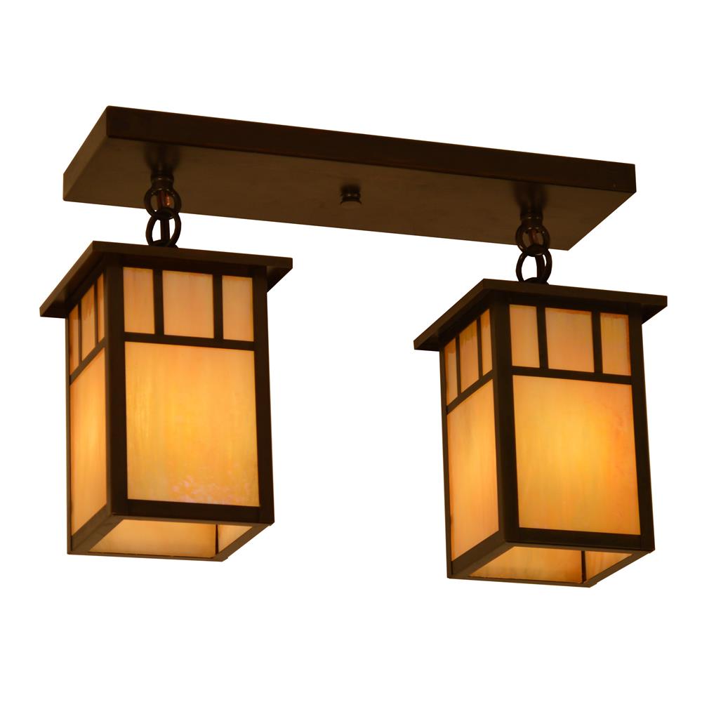 Arroyo Craftsman HCM-4L/2AAM-RB Rustic Brown 4" huntington 2 light ceiling mount, classic arch overlay