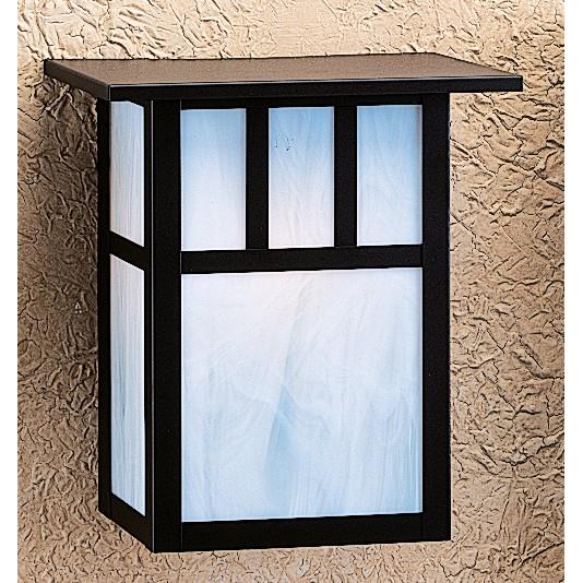 Arroyo Craftsman HS-10AAM-MB Mission Brown 10" huntington sconce with roof and classic arch overlay