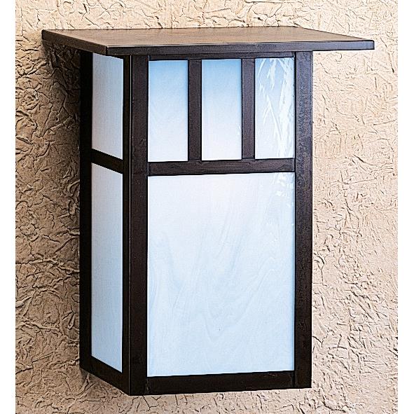 Arroyo Craftsman HS-12AAM-AC Antique Copper 12" huntington sconce with roof and classic arch overlay