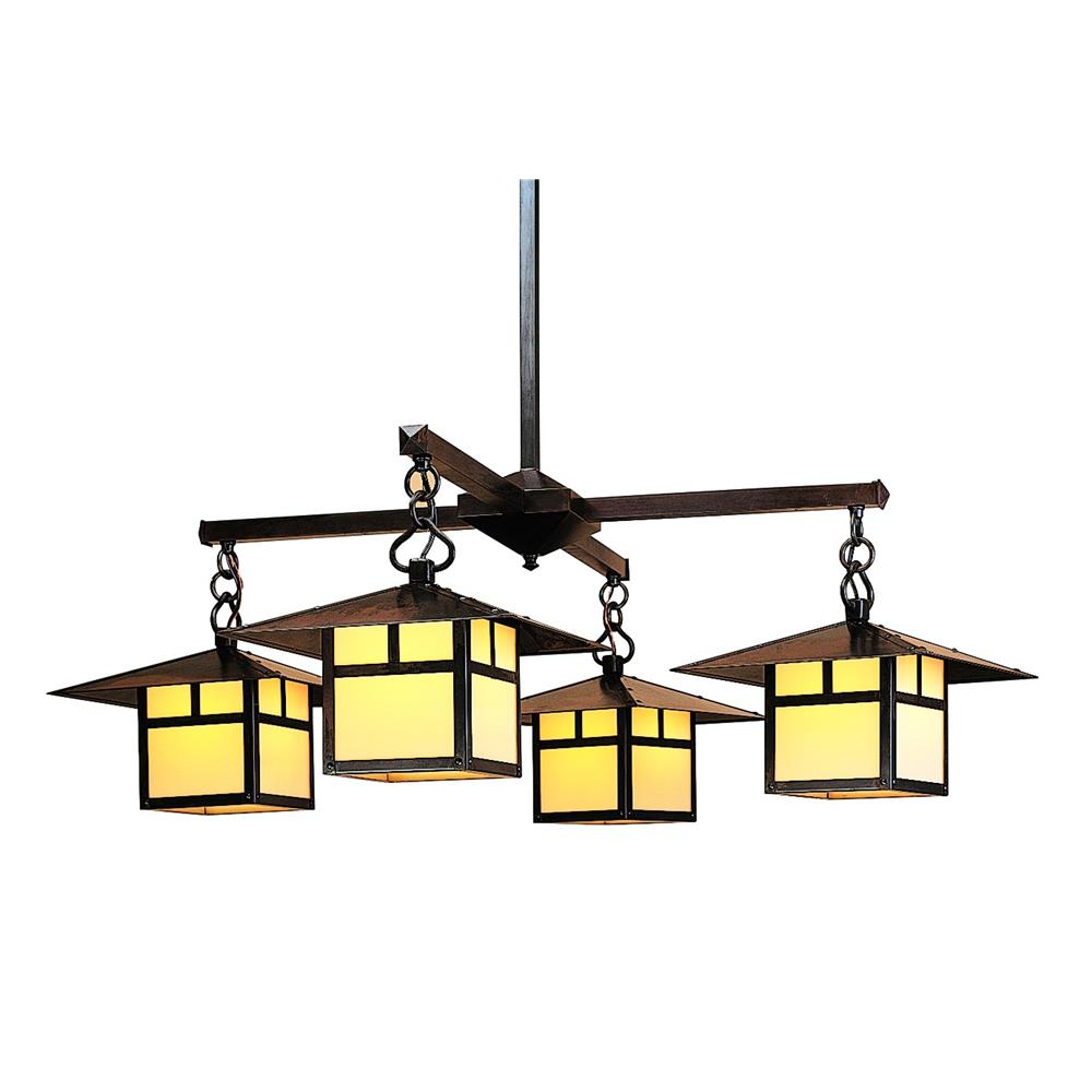 Arroyo Craftsman MCH-12/4CLAM-MB Mission Brown 12" monterey 4 light chandelier with cloud lift overlay