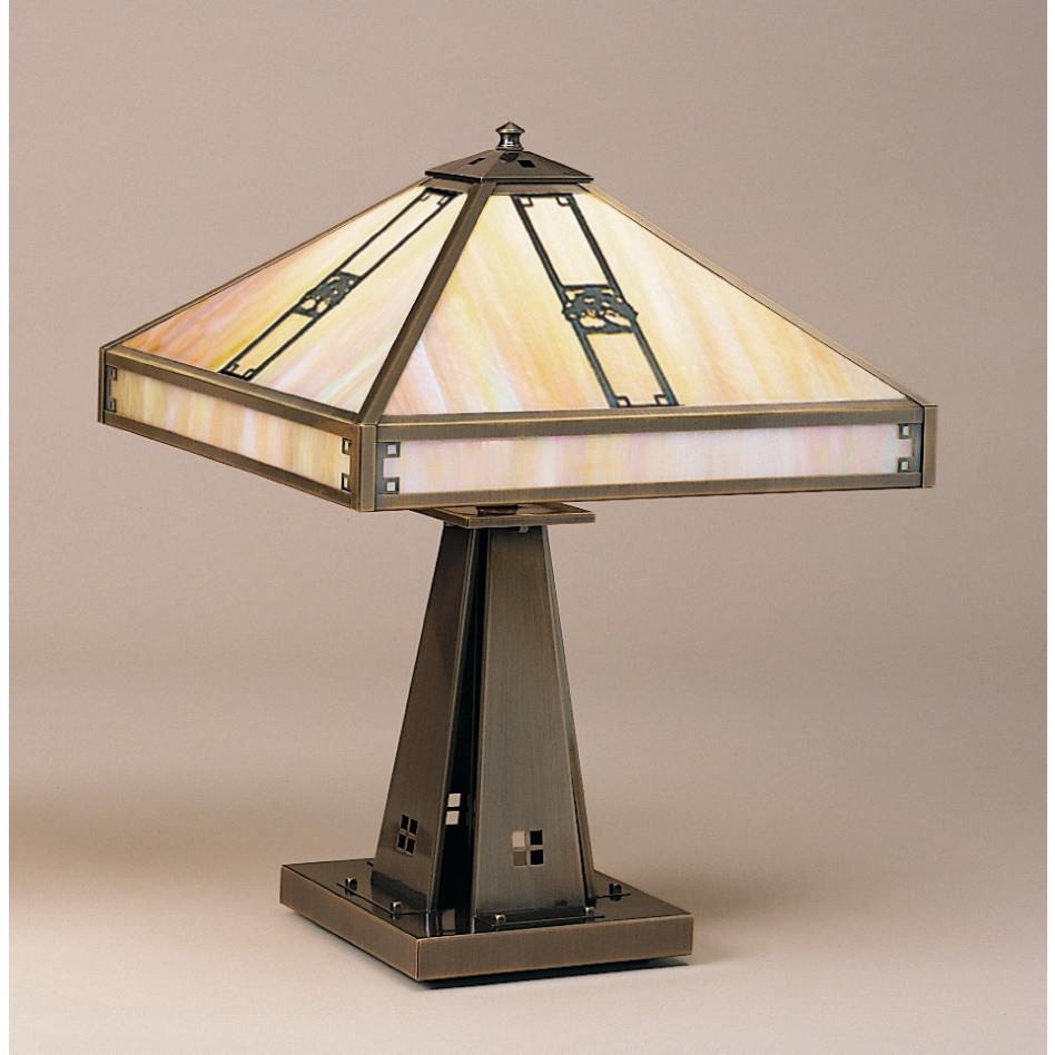 Arroyo Craftsman PTL-16OAM-RC Raw Copper 16" pasadena table lamp with oak tree filigree