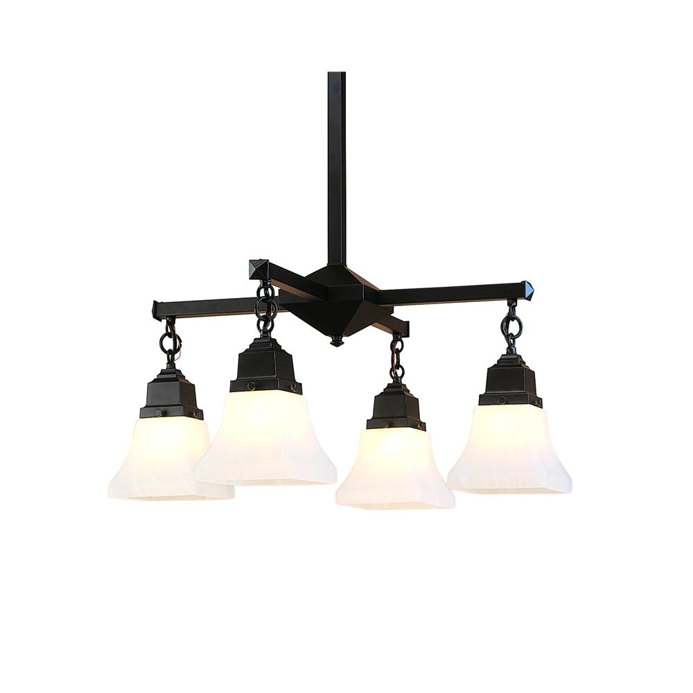 Arroyo Craftsman RCH-4-RB Rustic Brown ruskin 4 light chandelier -Glass Sold Separately