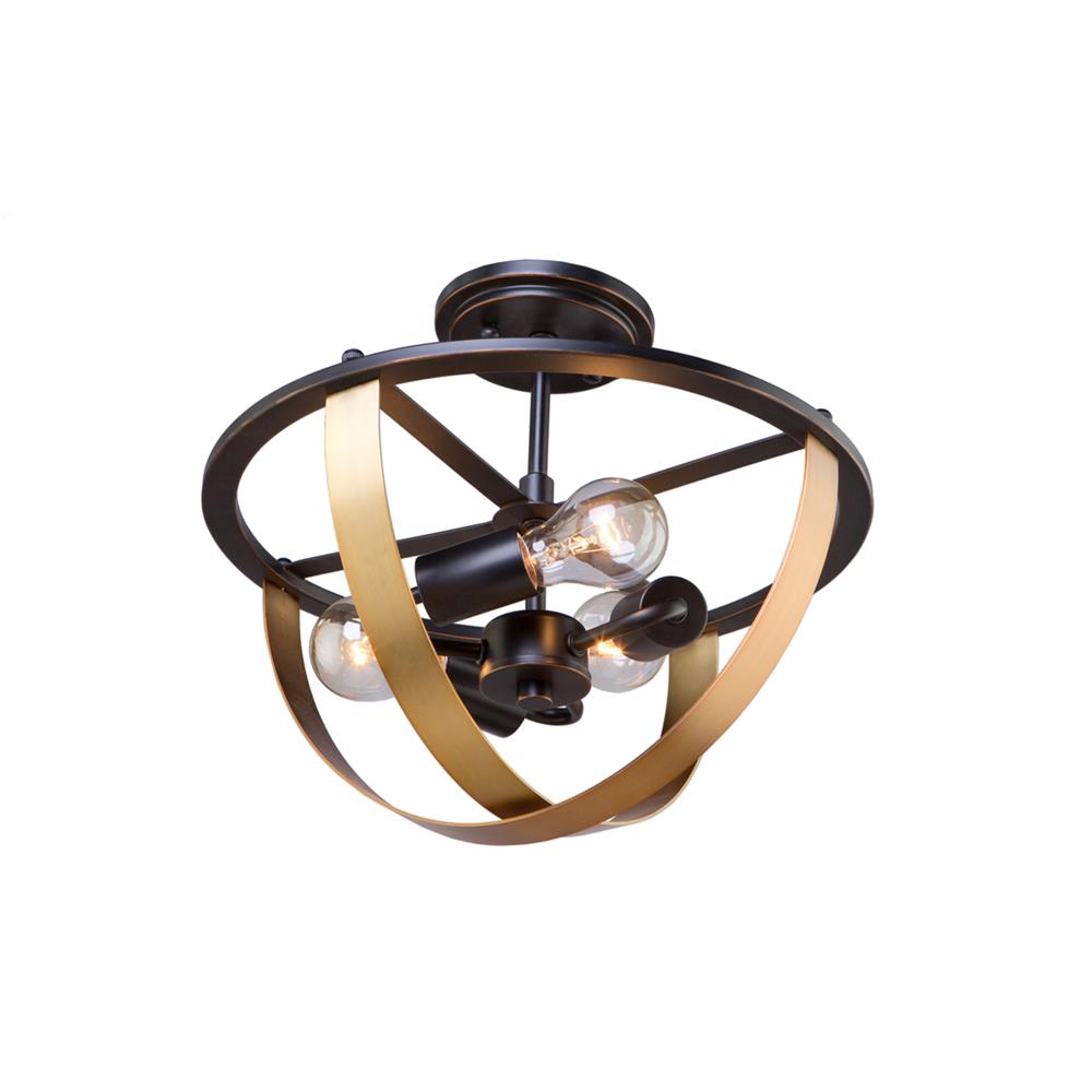 Artcraft Lighting AC11233 Capri Semi Flush in Dark Bronze & Satin Brass