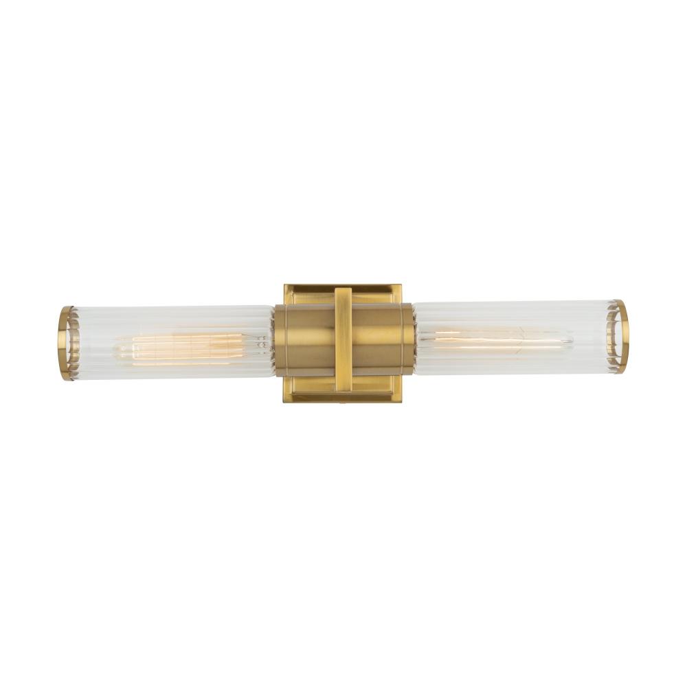 Artcraft Lighting AC11772CB Positano Collection 2-Light Bathroom Vanity Light Brushed Brass and Clear Glass