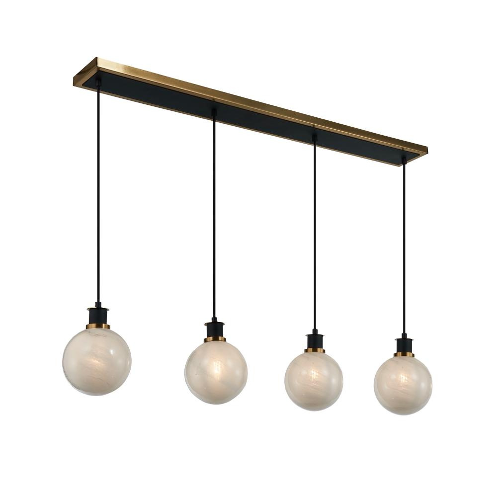 Artcraft Lighting AC11874SW Gem Collection 4-Light Island/Pool Table Black and Brushed Brass