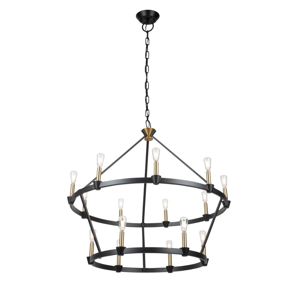 Artcraft Lighting AC11985BB Notting Hill Collection 15-Light Chandelier Black and Brushed Brass