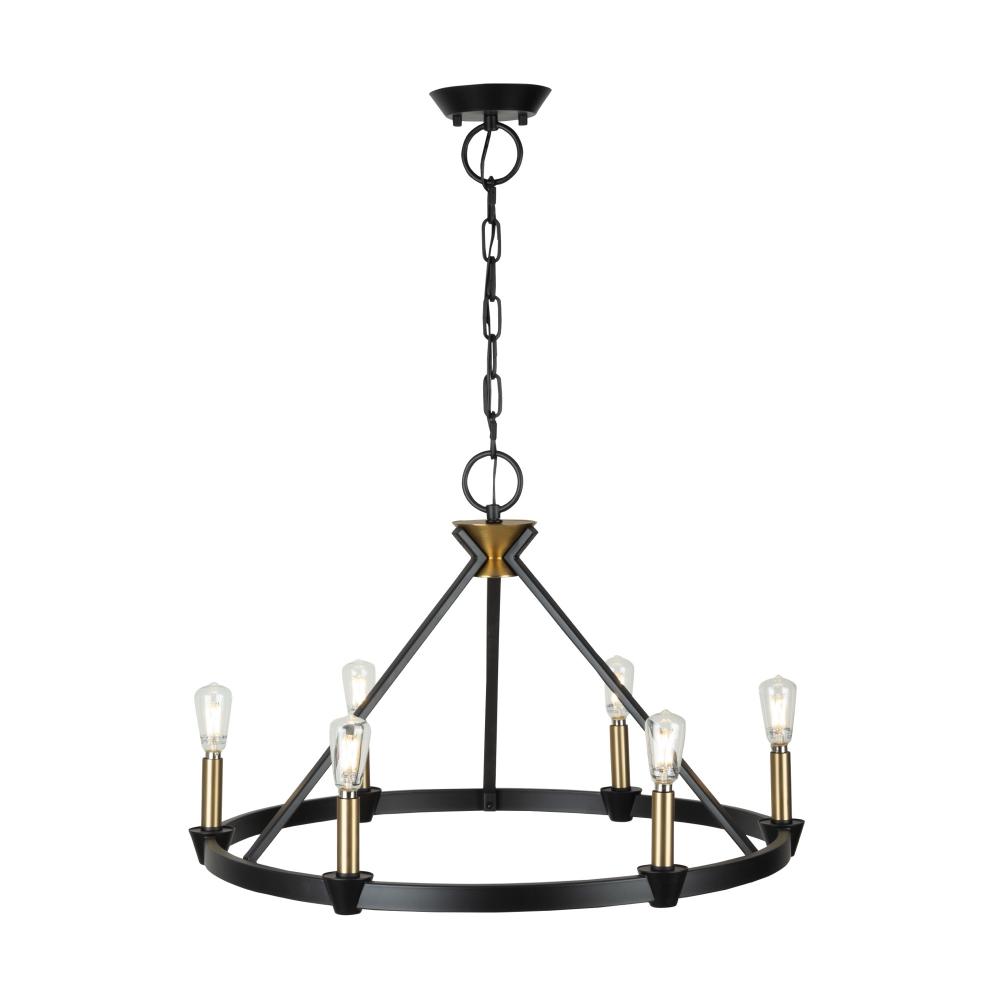 Artcraft Lighting AC11986BB Notting Hill Collection 6-Light Chandelier Black and Brushed Brass
