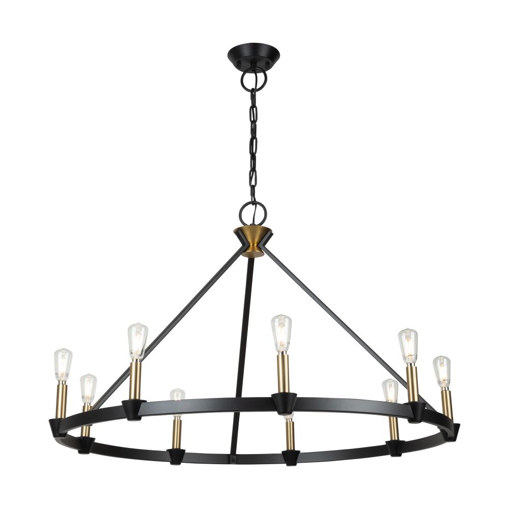 Artcraft Lighting AC11989BB Notting Hill Collection 9-Light Chandelier Black and Brushed Brass
