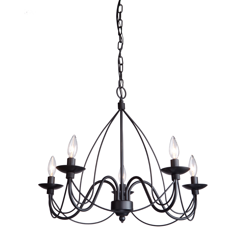 Artcraft Lighting AC1485EB Wrought Iron 5 Light Chandelier in Painted Black Forged Metal