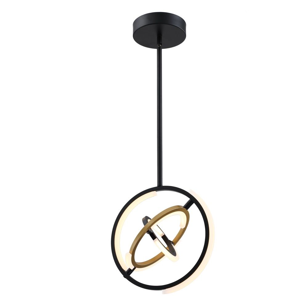 Artcraft Lighting AC6742BB Trilogy Collection Integrated LED 13 in. Pendant, Black and Gold