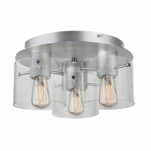 Artcraft Henley AC11524CL Flush Mount in Brushed Aluminum, Clear Glass