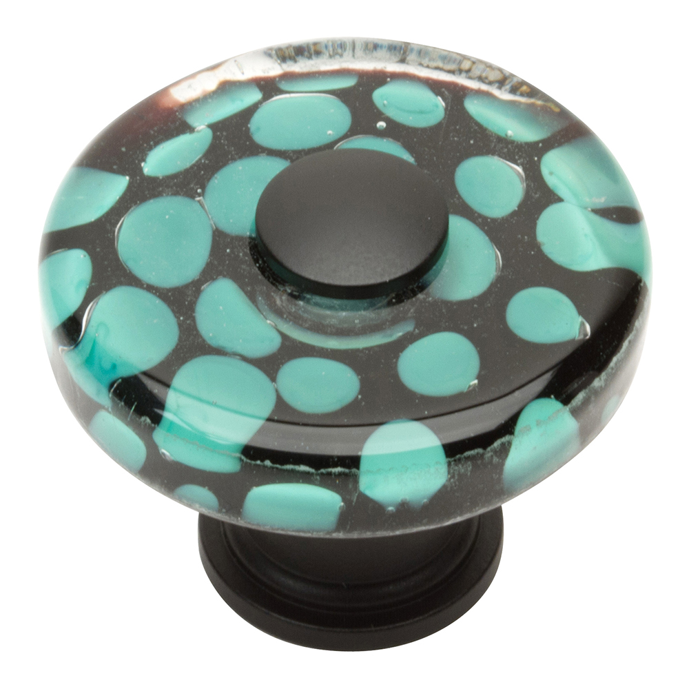 Atlas Homewares 3227-BL Emerald Polka Dot Round Cabinet Knob in Black