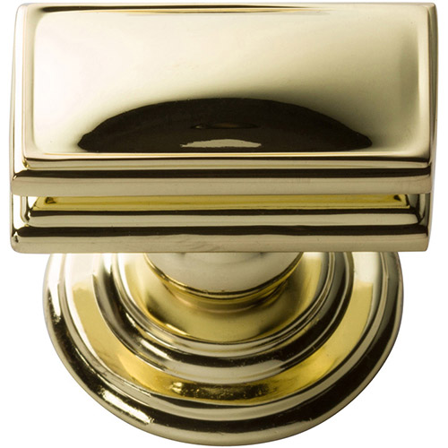 Atlas Homewares 377-PB Campaign Rectangle Knob 1 1/2 Inch - Polished Brass