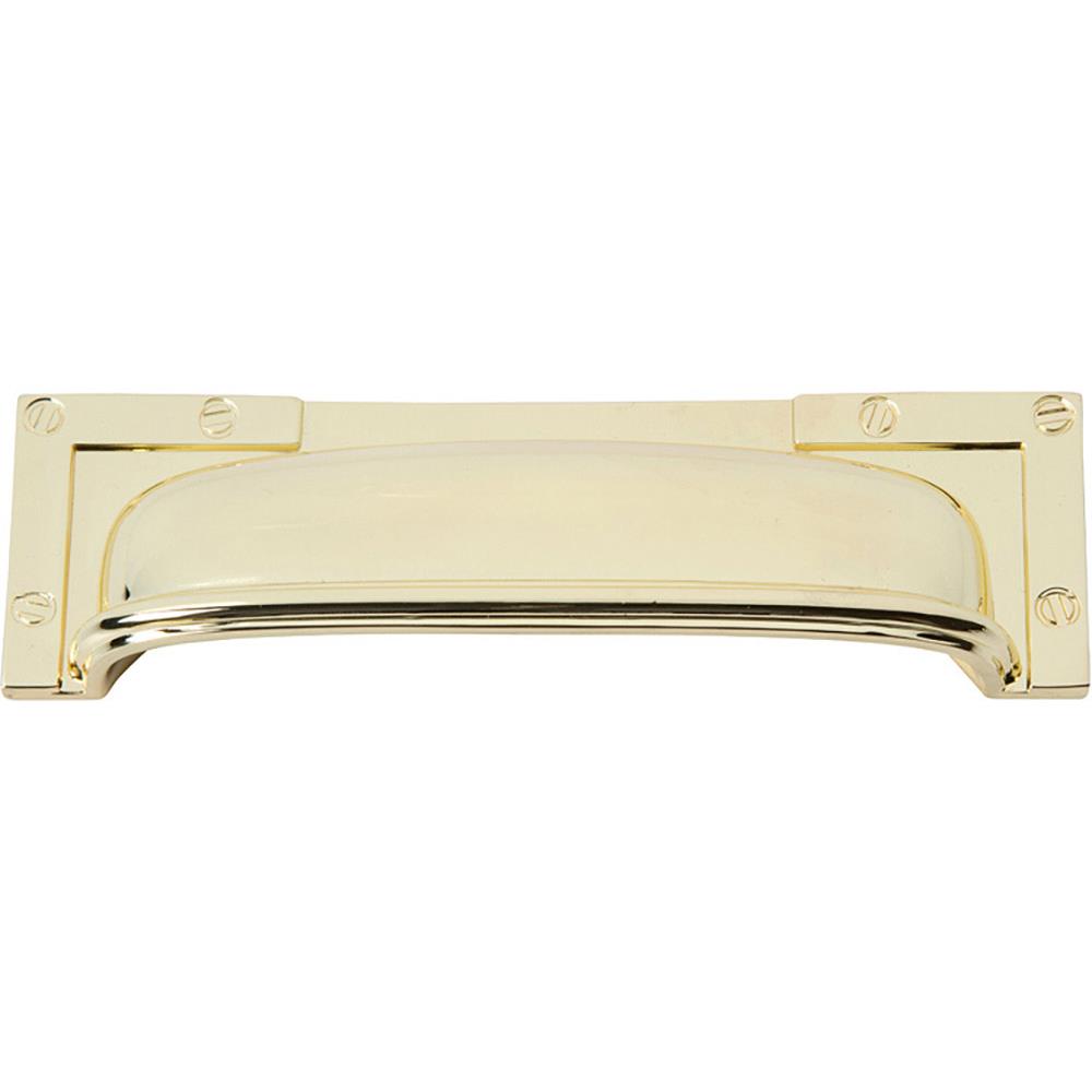 Atlas Homewares 382-PB Campaign L-Bracket Cup Pull 3 3/4 Inch - Polished Brass