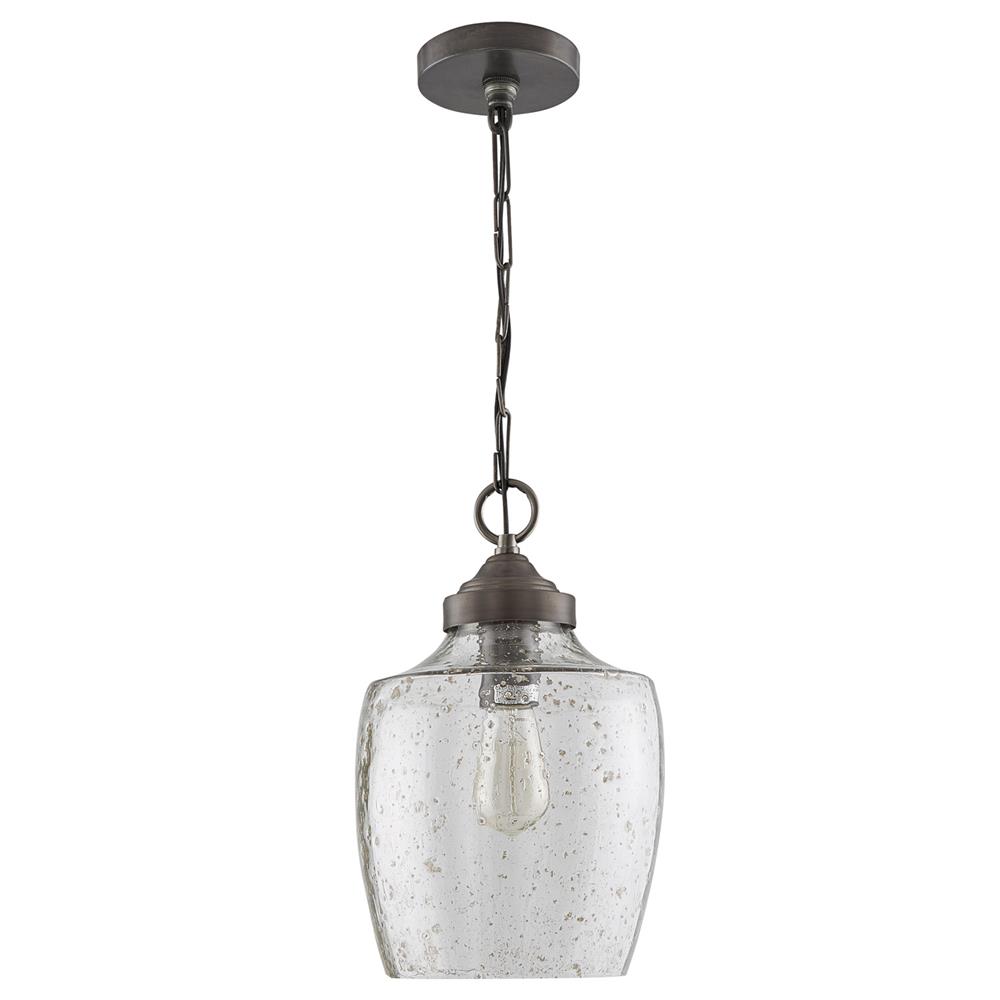 Aylan Home AAC414 Rhea 1 Light Stone Seeded Glass Pendant in Pewter