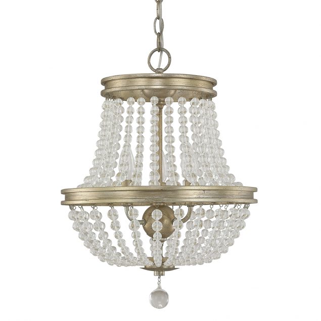 Aylan Home AAC125 Handley 3 Light Crystal Beaded Chandelier in Iron And Gold
