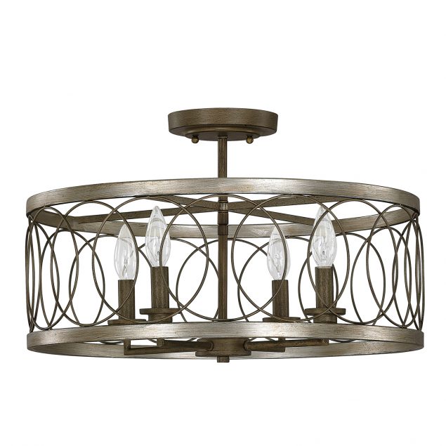 Aylan Home AAC142 Madeline 4 Light Geometric Semi-Flush in Brushed Silver And Bronze