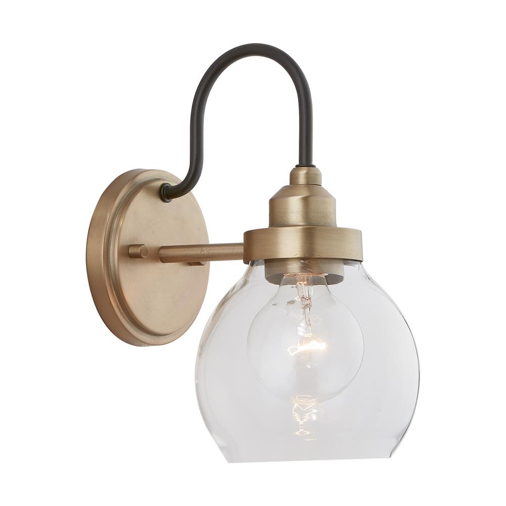 Aylan Home AAC320 Daphne 1 Light Mid-Century with Glass Globe in Aged Brass And Black