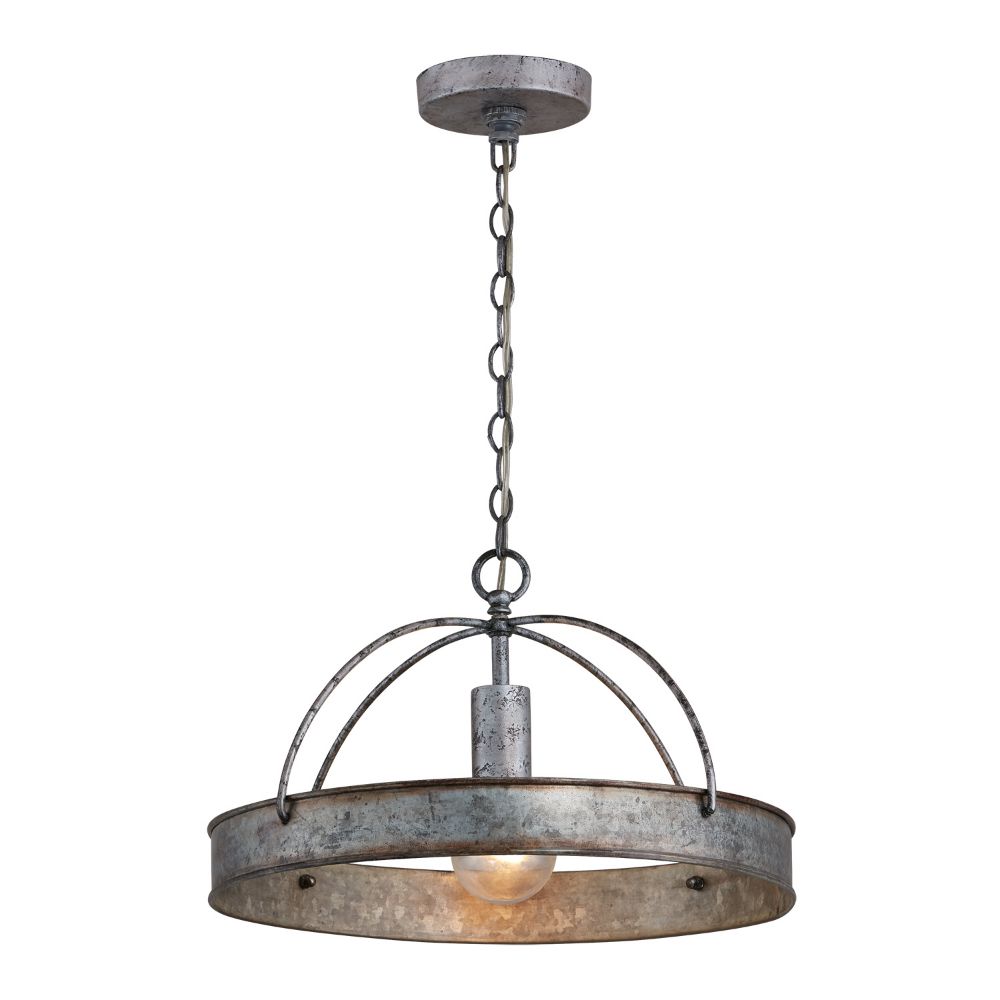 Aylan Home AAC362A 17" 1-Light Pendant in Antiqued Galvanized Metal with Rustic Cage Dome Shade