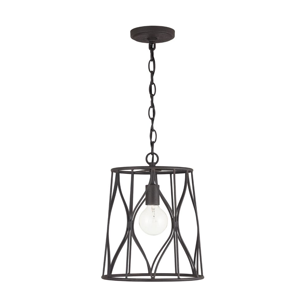 Aylan Home AAC368A 11" 1-Light Cage Pendant in Matte Black