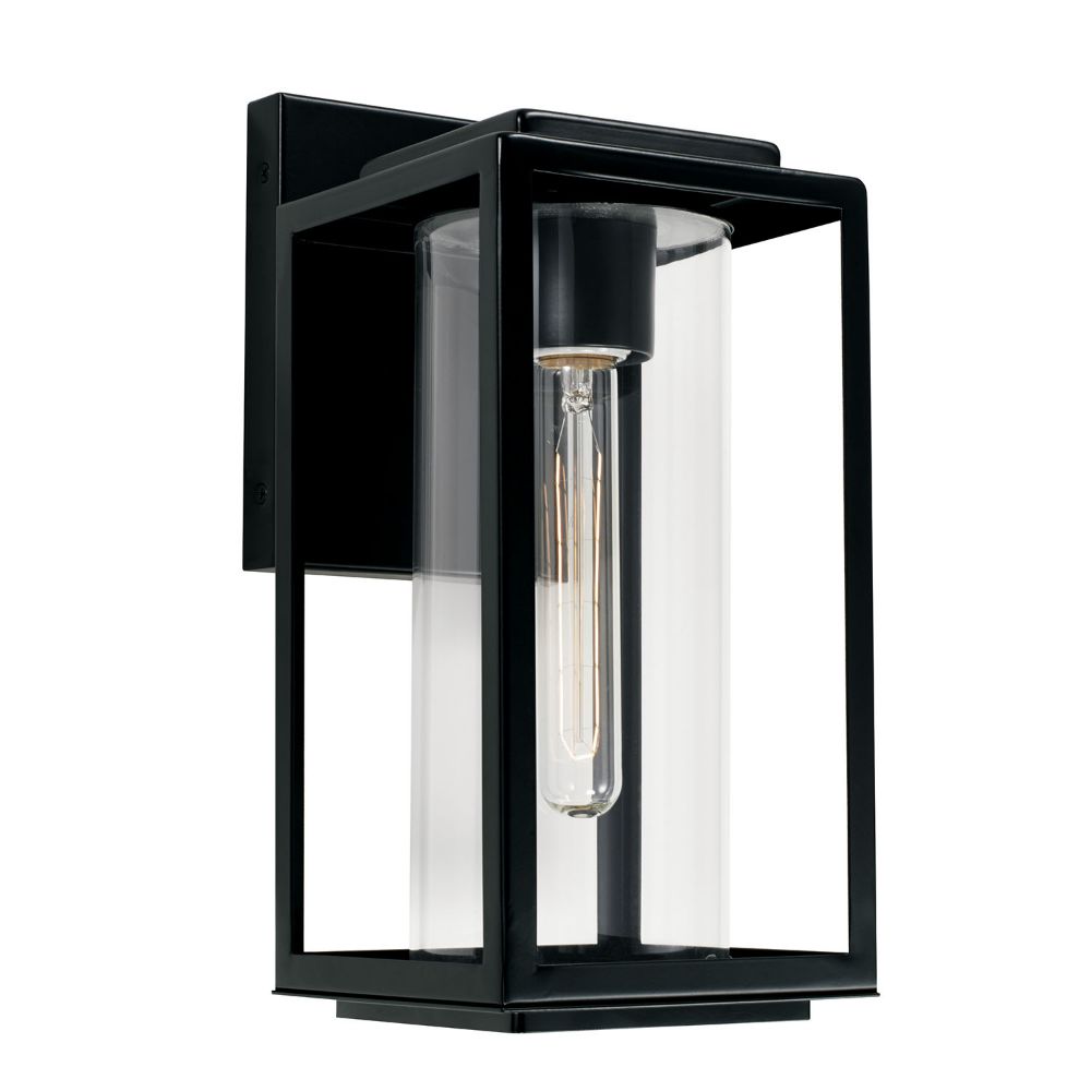 Aylan Home AAC1018MB 1-Light Glass Outdoor Wall Lantern in Matte Black