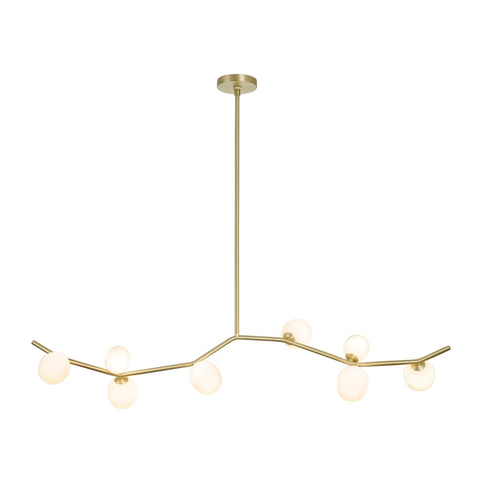 Avenue Lighting HF4808-WHT Hampton Collection Eight Light Chandelier in Brushed Brass With White Glass 